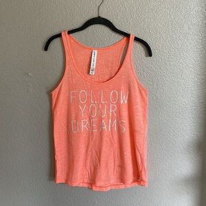 Follow your dreams Lorna Jane cotton tank pink salmon